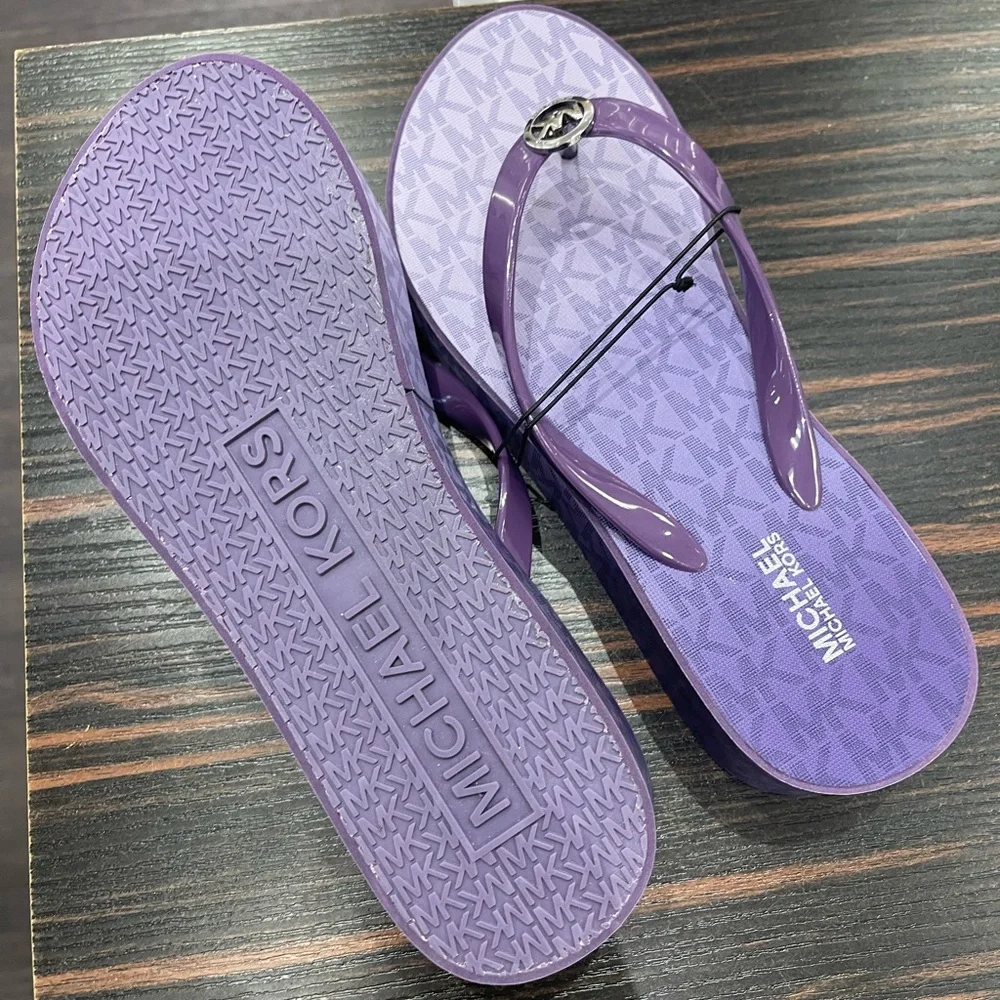 Michael Kors BEDFORD FLIP FLOP PVC/OMBRE MK SIG 49R6BDFA1Q Dark Purple Platform